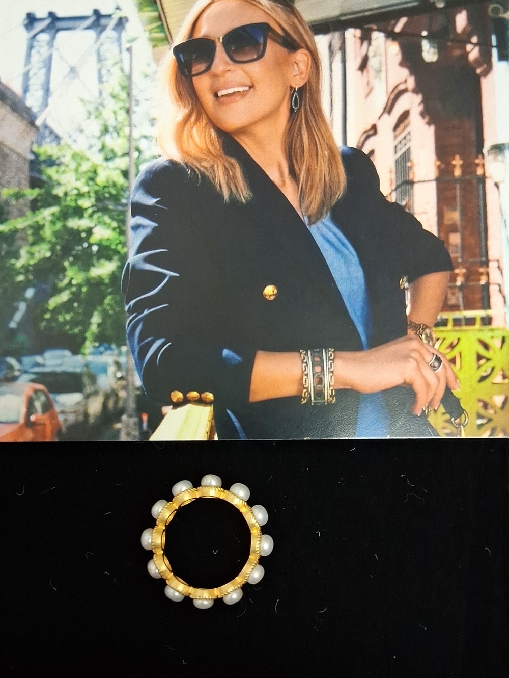 Freida Rothman -Gold Pearl Accent Ring — Classic White Pearl Band Sz 6 New